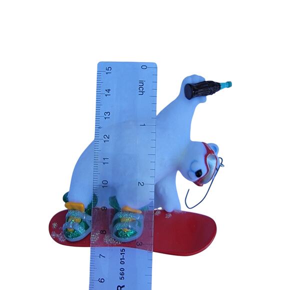 Vintage Coca-Cola Polar Bear Ornament with Bottle on Red Sled 1990s - Picture 10 of 10
